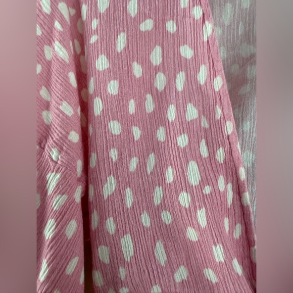 Anthropologie Pink Polka Dot Tie-Front Blouse - Picture 11 of 15